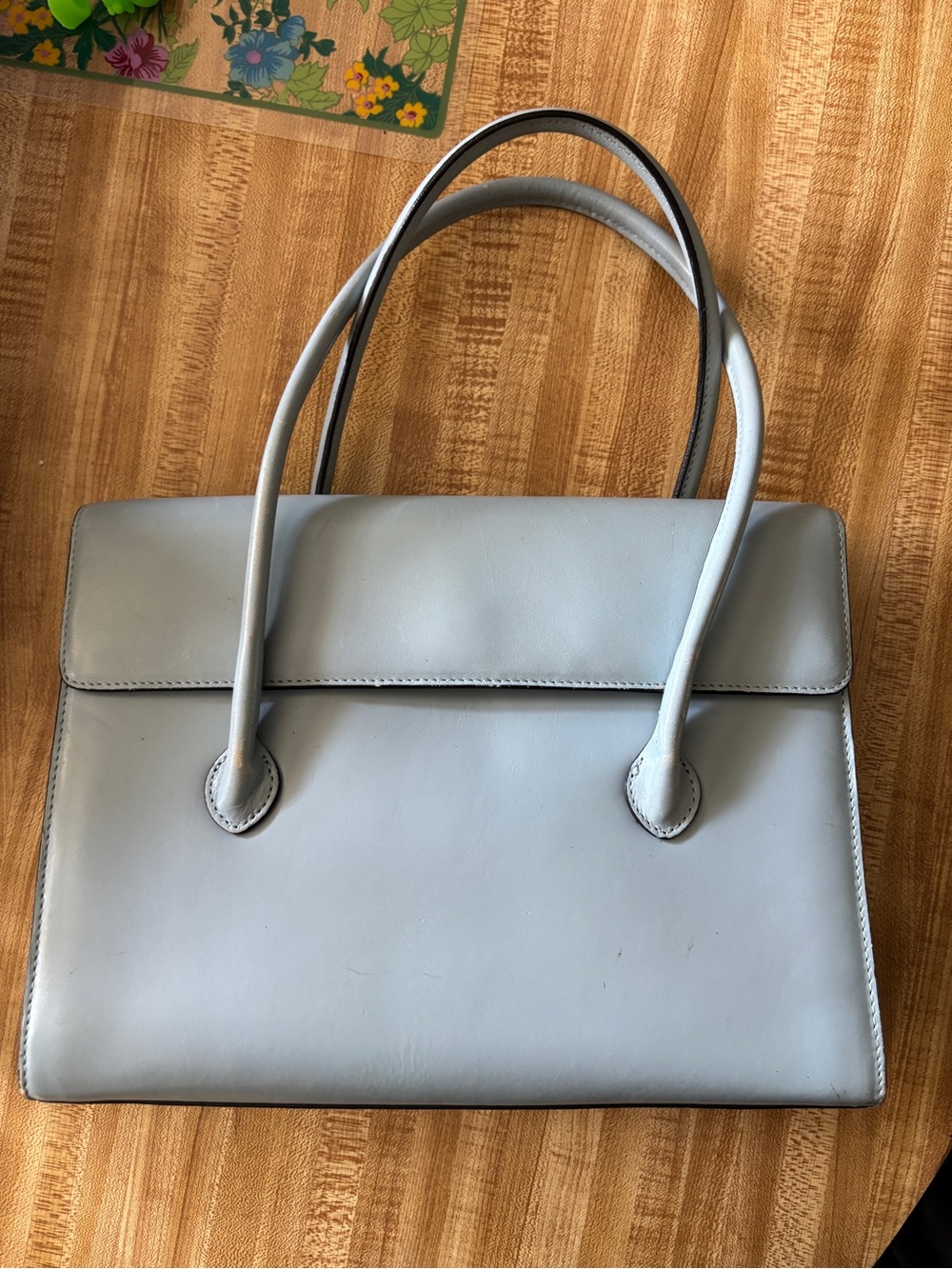Adrienne Vittadini Light Gray Leather Shoulder Bag